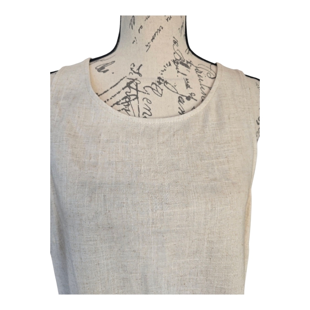 I Love Tyler Madison Oatmeal Tan Sleeveless Linen Blend Tank Top L - Picture 2 of 7